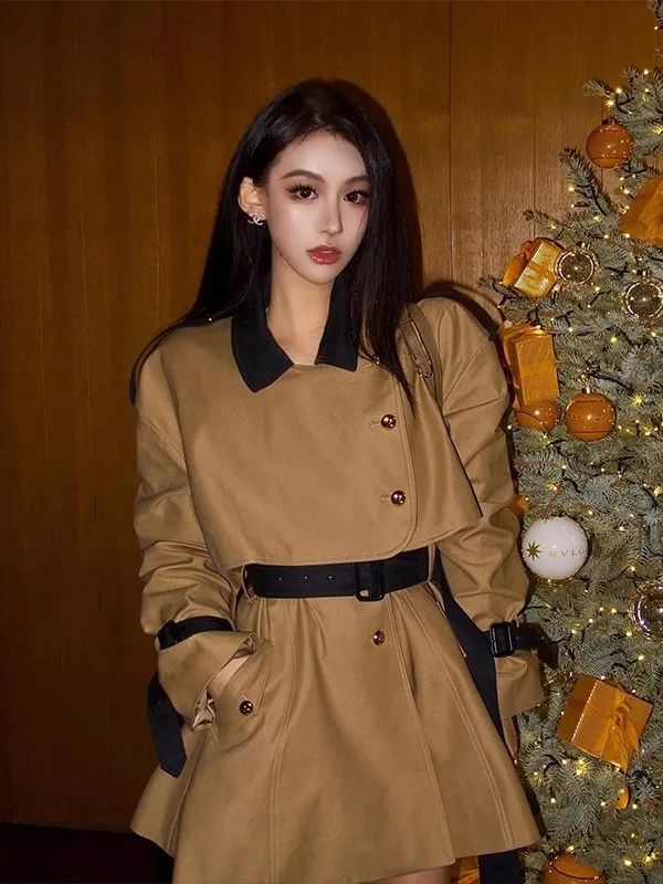 Khaki Skirt Coat Women's New Autumn High Waist Midi Length Faion Retro Outerwear Korean Sle Button ket Long Sve
Khaki Skirt Coat Women's New Autumn High Waist Midi Length Faion Retro Outerwear Korean Sle Button ket Long Sve