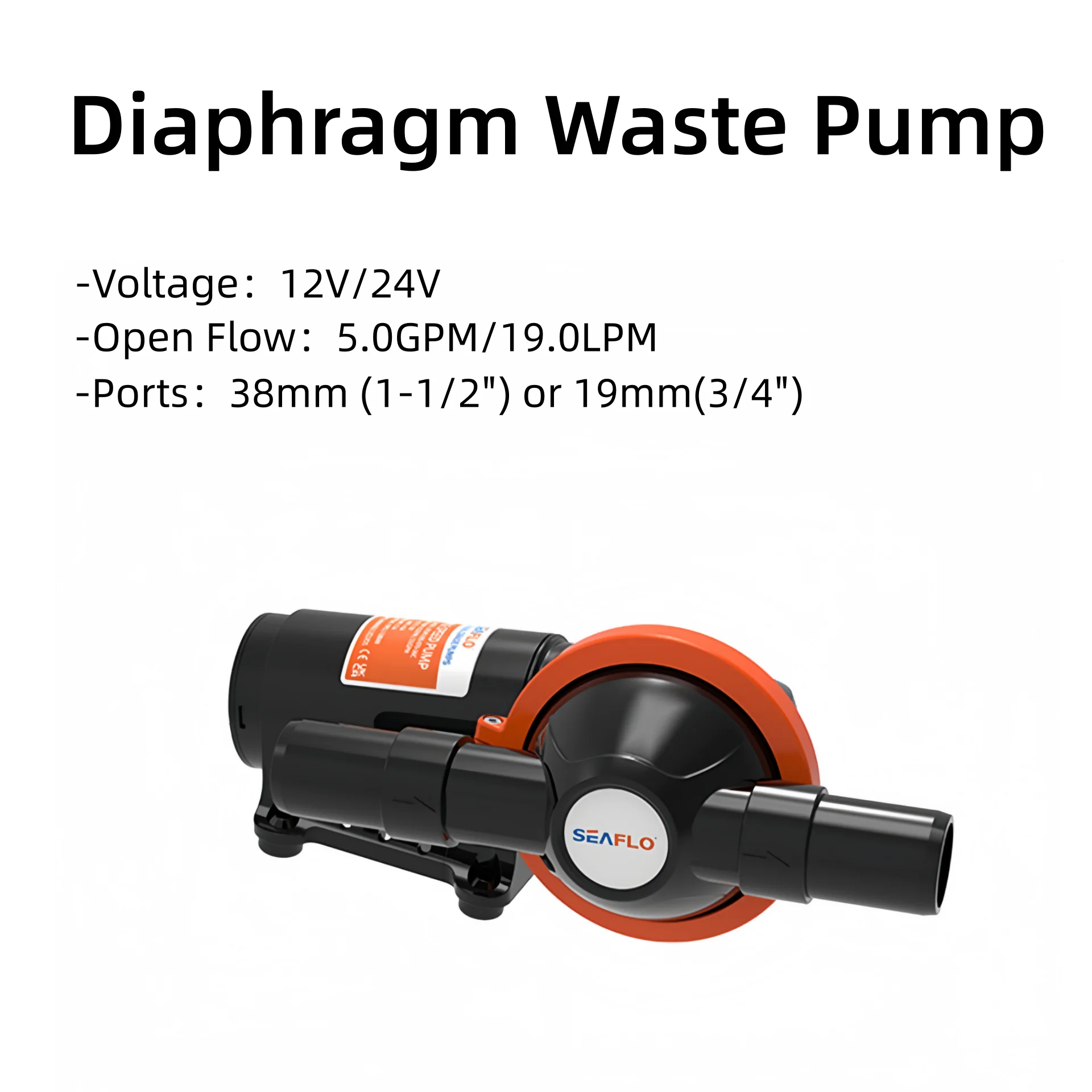 SEAFLO Sewage Pump 5.0GPM 12V 24V For Yacht Toilets RV Waste Pump & Slurry Self-Priming Pump
SEAFLO Sewage Pump 5.0GPM 12V 24V For Yacht Toilets RV Waste Pump & Slurry Self-Priming Pump