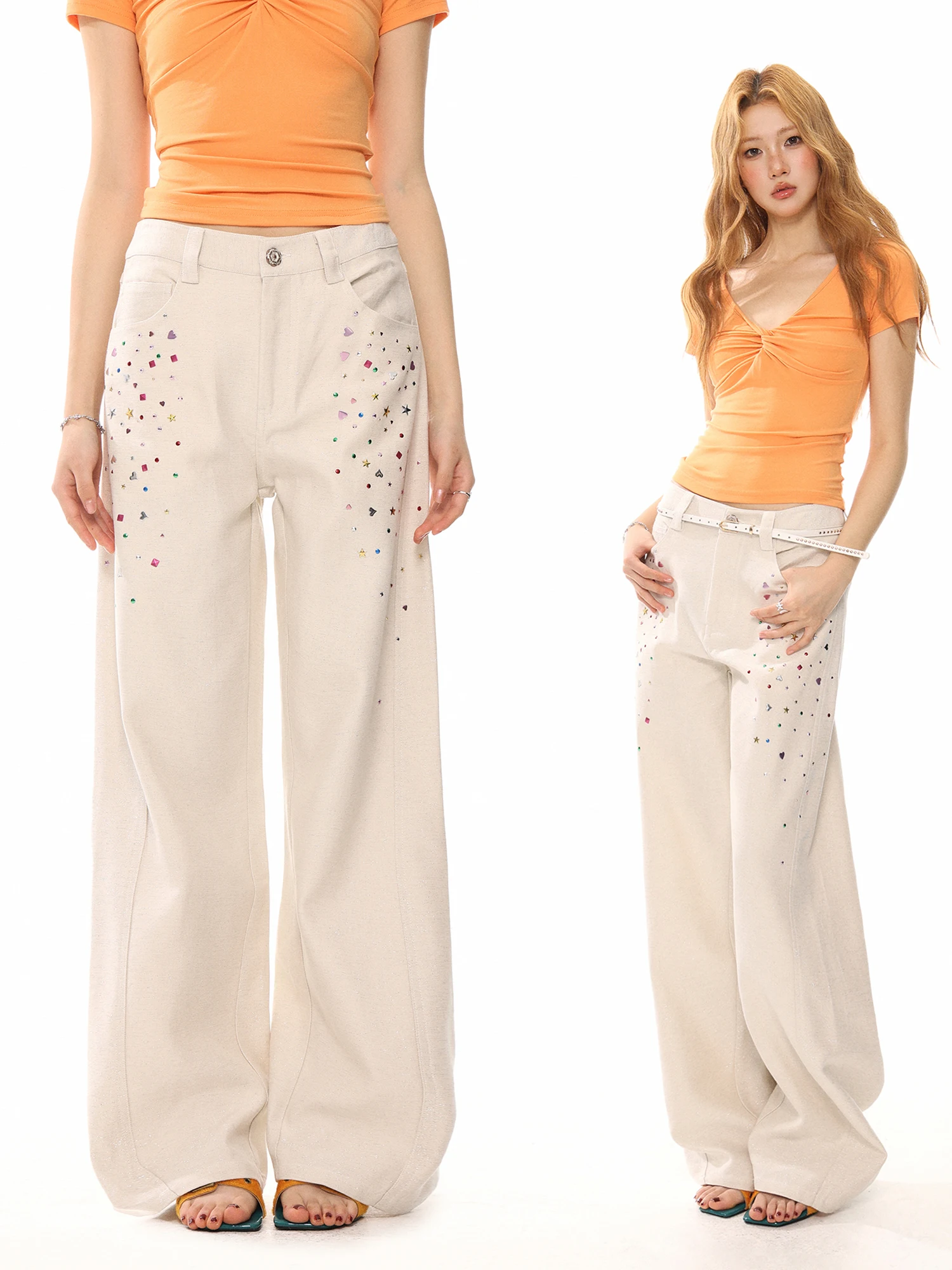 November American Retro Straight Leg Jeans Women Summer Spicy Loose Casual Wide Leg Floor-Length Diamond-Embellished Denim
November American Retro Straight Leg Jeans Women Summer Spicy Loose Casual Wide Leg Floor-Length Diamond-Embellished Denim