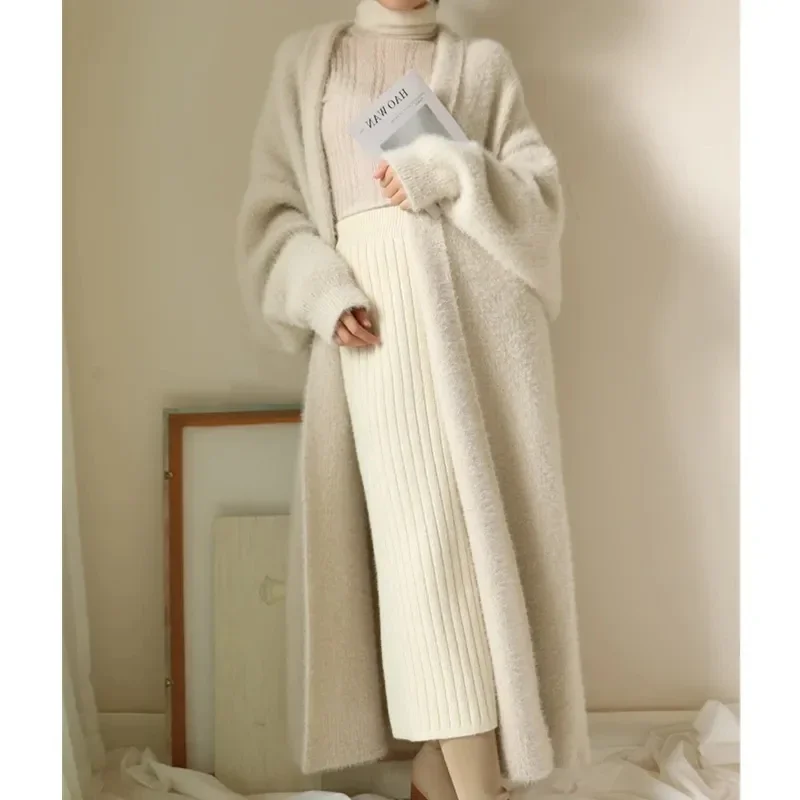 Faux Mink Cashmere Cardigan Autumn Winter Clothes Women Soft Loose Lazy Long Coat Thick Warm Knitted Sweater Outwear CH28
Faux Mink Cashmere Cardigan Autumn Winter Clothes Women Soft Loose Lazy Long Coat Thick Warm Knitted Sweater Outwear CH28