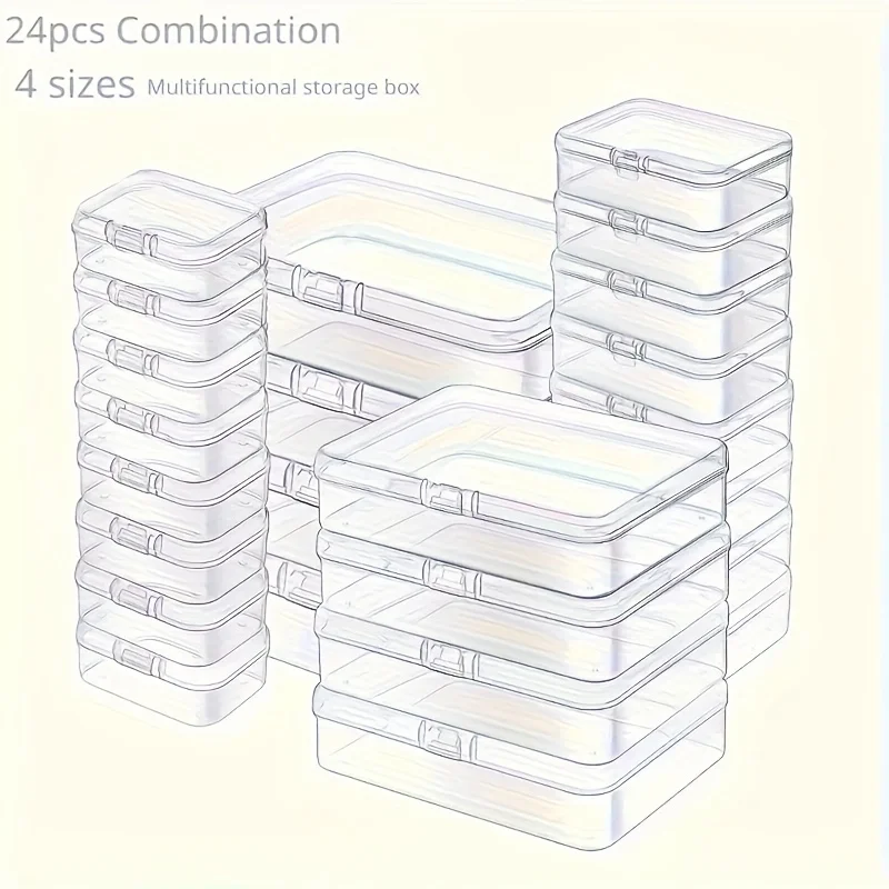 24PCS Mixed Sizes Clear Plastic Boxes with Hinged Lids Jewelry Making Packaging Organizer for Small Accessories Beads Handicraft
24PCS Mixed Sizes Clear Plastic Boxes with Hinged Lids Jewelry Making Packaging Organizer for Small Accessories Beads Handicraft