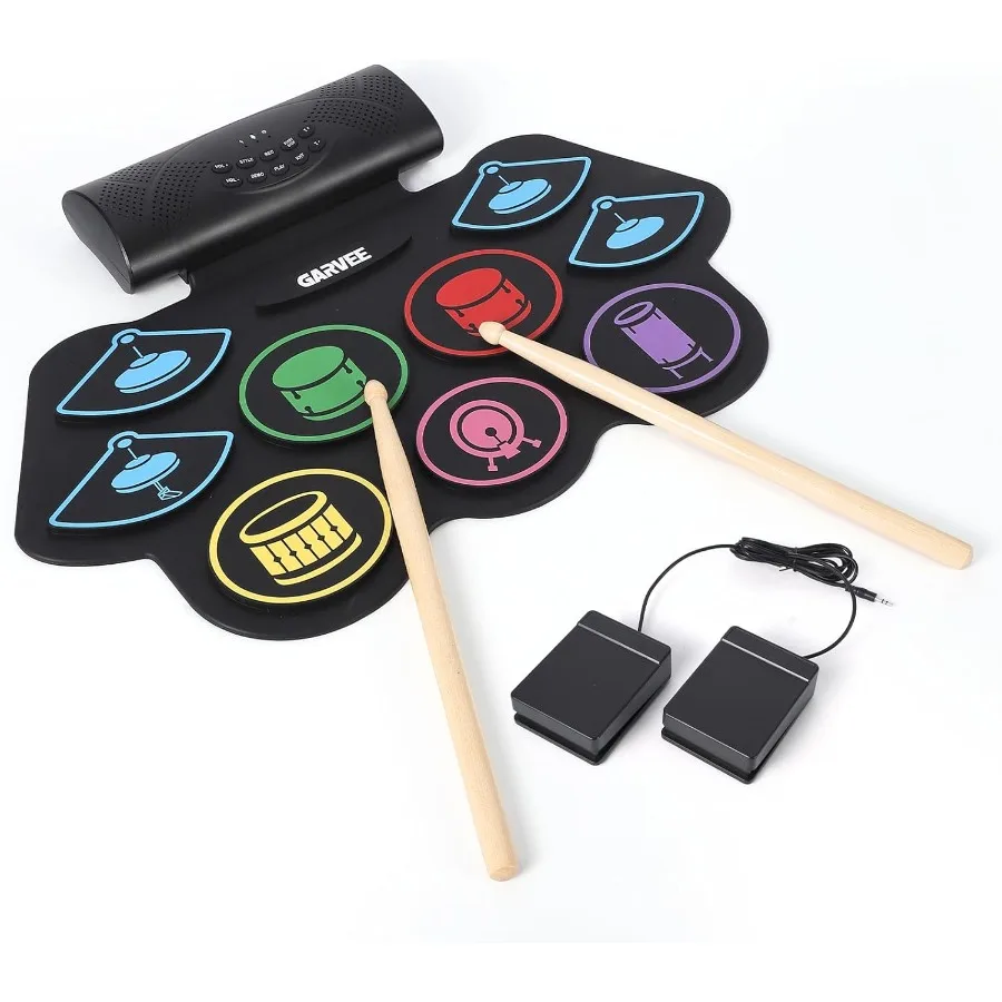 Electronic Drum Set 9 Pads Bluetooth Roll-Up Digital Drum Kit with Built-in Speaker Colorful LED Lights Portable Silicone Drum
Electronic Drum Set 9 Pads Bluetooth Roll-Up Digital Drum Kit with Built-in Speaker Colorful LED Lights Portable Silicone Drum