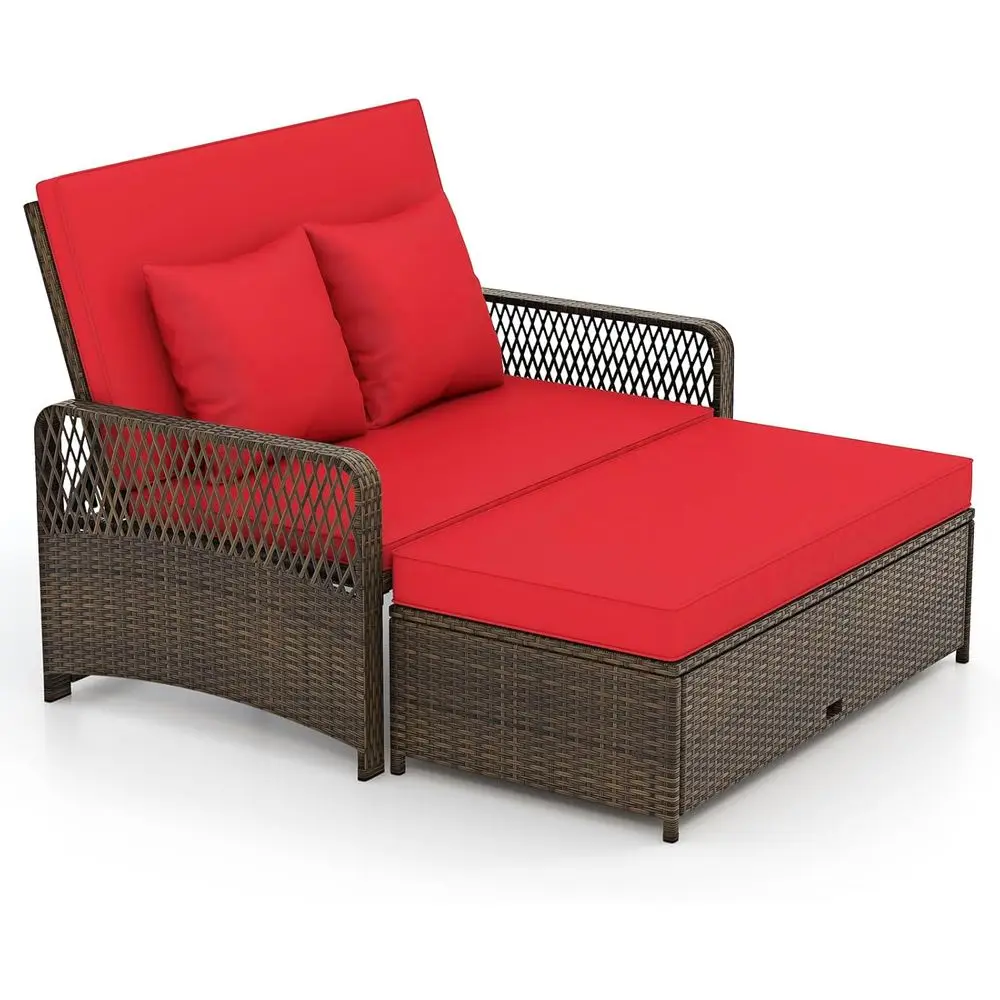 Регулируемая плетеная кушетка, двухместный диван из ротанга и пуфик для хранения вещей с 4-уровневой спинкой, мягкими подушками, шезлонг на 2 человека для заднего вида
Регулируемая плетеная кушетка, двухместный диван из ротанга и пуфик для хранения вещей с 4-уровневой спинкой, мягкими подушками, шезлонг на 2 человека для заднего вида