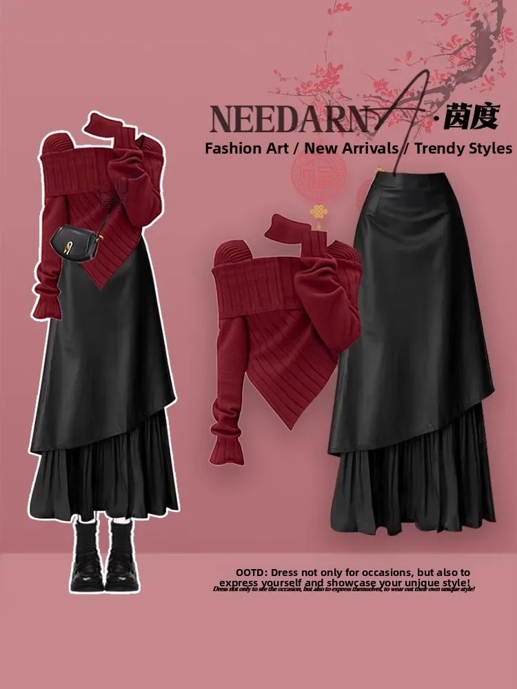 Winter Cisas Women's Knitted Dr Skirt Set High Waist Wrap around Dr Long Sve V Ne Two Piece Faion Set
Winter Cisas Women's Knitted Dr Skirt Set High Waist Wrap around Dr Long Sve V Ne Two Piece Faion Set