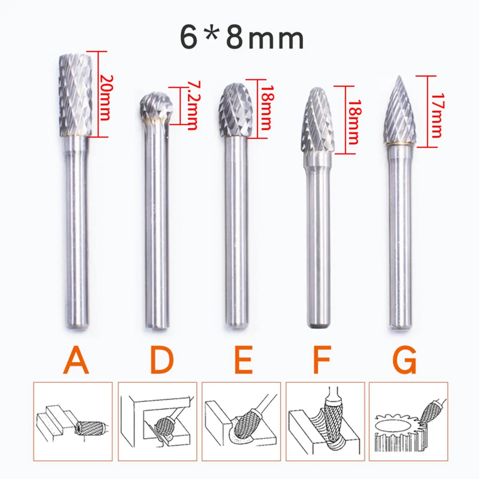 Rotary files Burrs Set with Cutting Head Tungsten Steel Shank 6Mmx8mm Solid Carbide Burr Set Woodworking
Rotary files Burrs Set with Cutting Head Tungsten Steel Shank 6Mmx8mm Solid Carbide Burr Set Woodworking