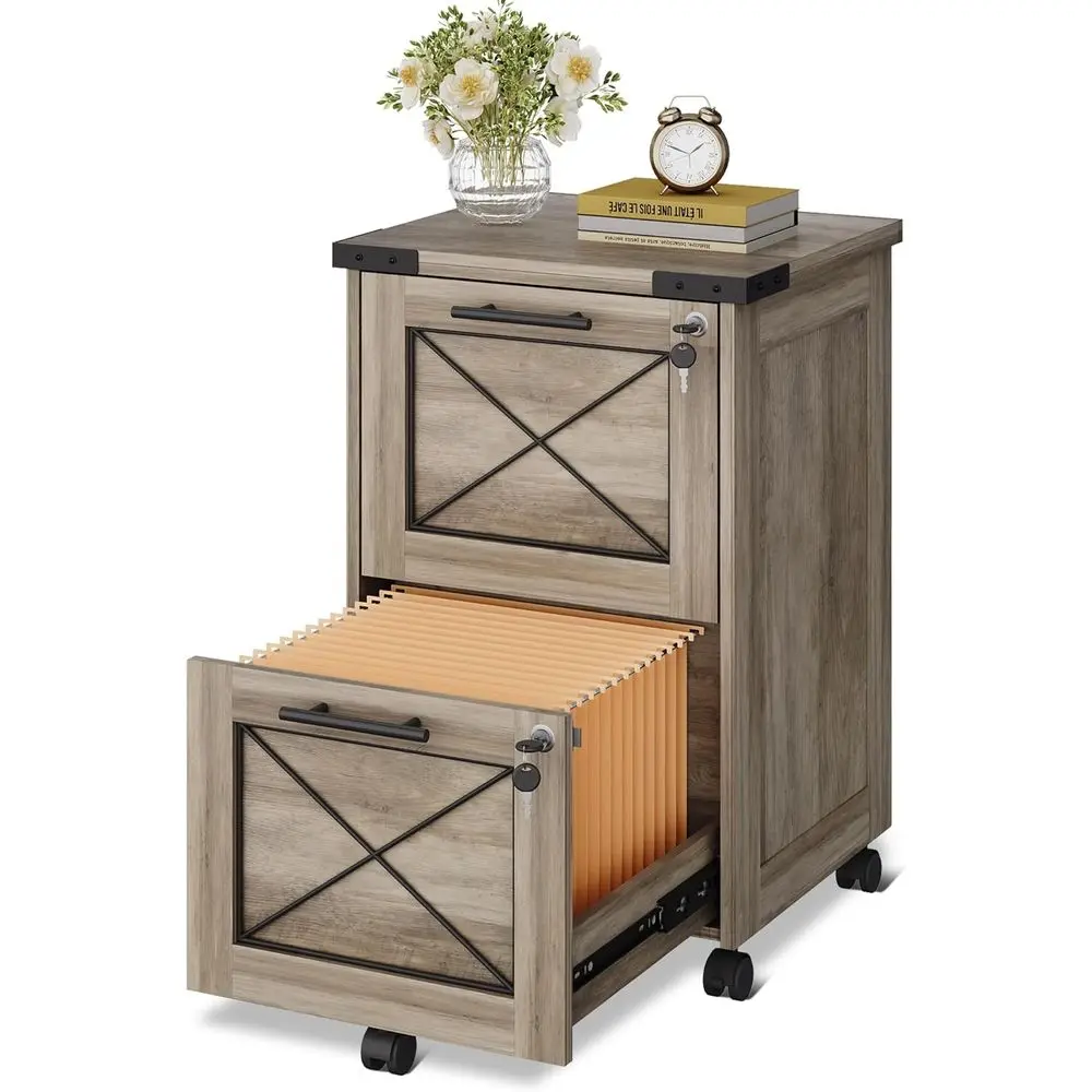 2-Drawer Mobile Storage Cabinet with Lock, Under Desk Filing, Printer Stand, Gray Oak Finish
2-Drawer Mobile Storage Cabinet with Lock, Under Desk Filing, Printer Stand, Gray Oak Finish