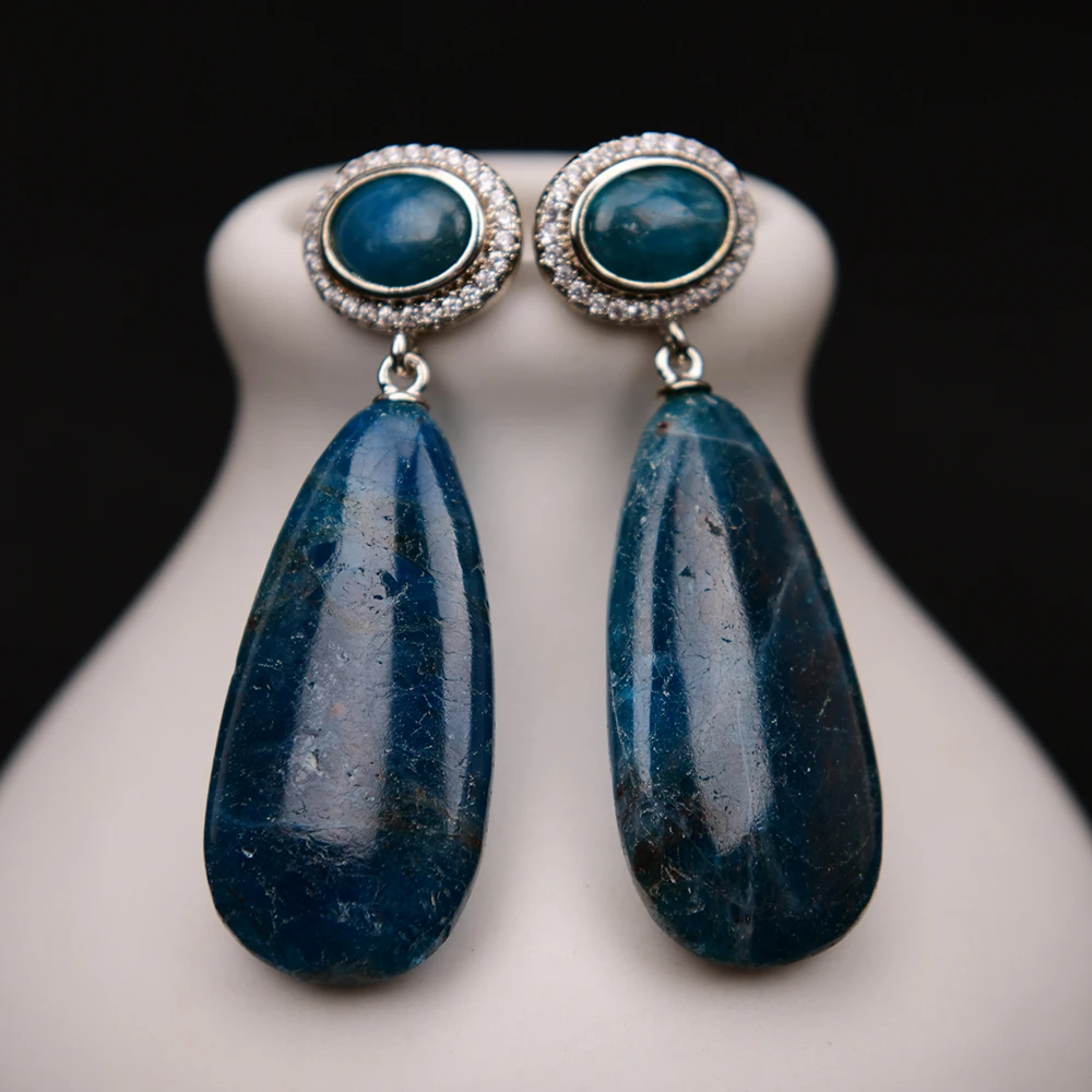 Natural Blue Apatite Stone Teardrop Dangle CZ Zircon Stud Earrings Party Jewelry Gifts
Natural Blue Apatite Stone Teardrop Dangle CZ Zircon Stud Earrings Party Jewelry Gifts