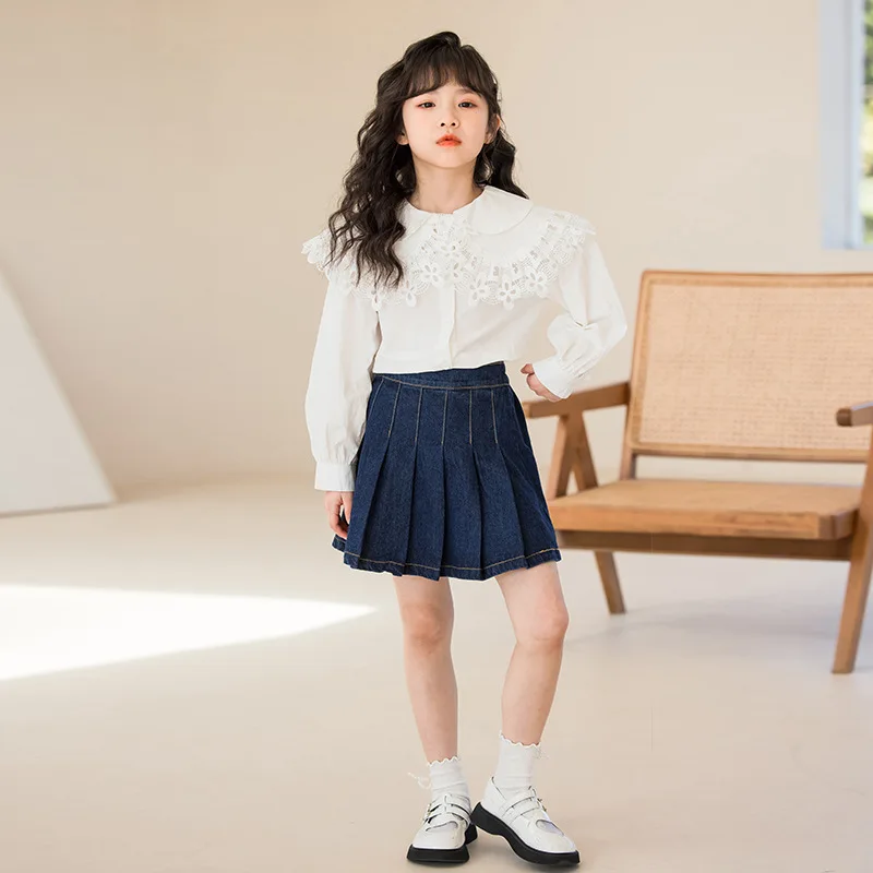 2025 Korean Autumn Junior Girl lapel Cardigan Top Sets For Girls Teenager Girl Denim Short Skirt Children Sets For Girl 2 Pieces
2025 Korean Autumn Junior Girl lapel Cardigan Top Sets For Girls Teenager Girl Denim Short Skirt Children Sets For Girl 2 Pieces