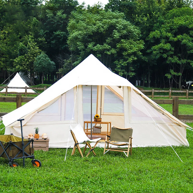 Waterproof 4 Season Outdoor Luxury Glamping Tents Square Oxford Bell Tent Double Door for Big Families 8 People Camping
Waterproof 4 Season Outdoor Luxury Glamping Tents Square Oxford Bell Tent Double Door for Big Families 8 People Camping