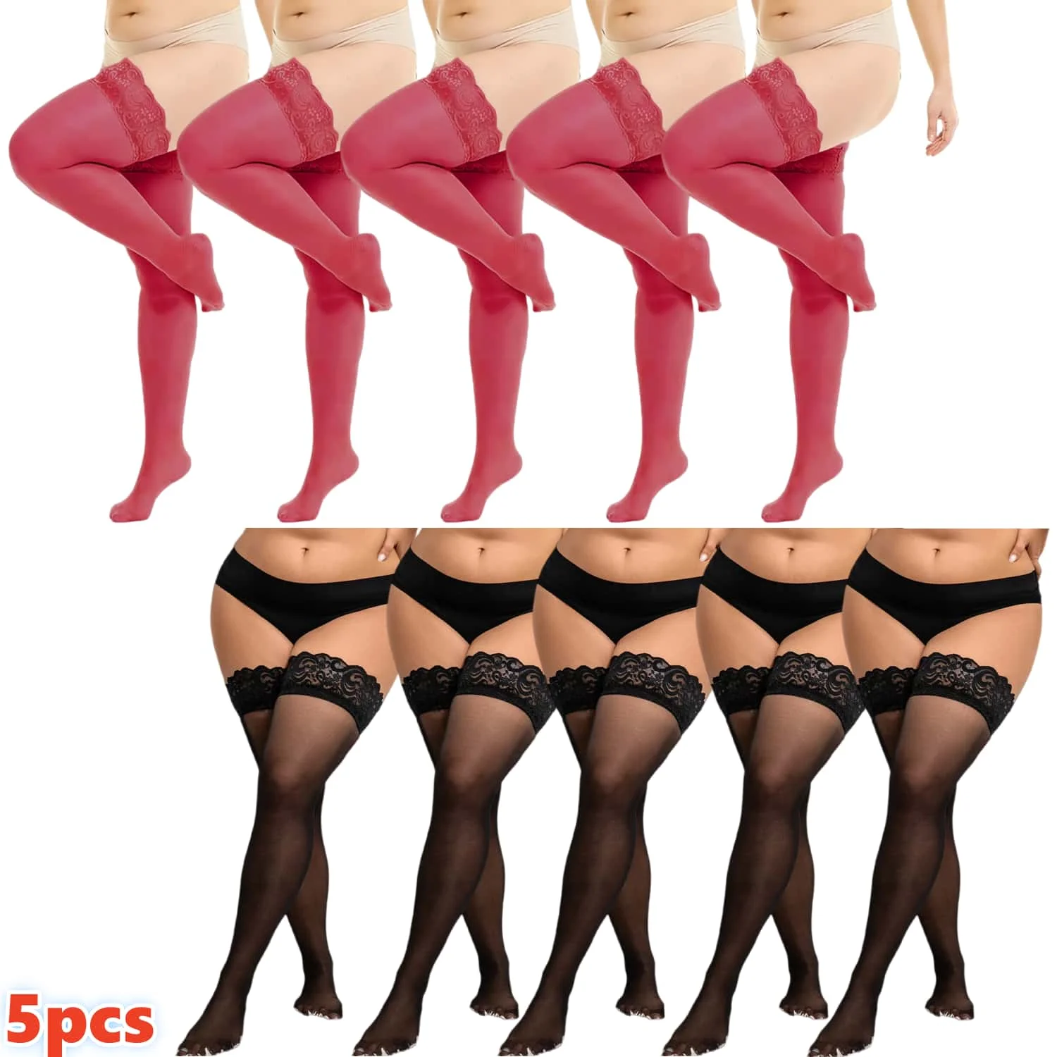 Women Plus Size Lace Thigh High Stockings Sheer Summer Breathable Nylon Stretchy Sexy Transparent Hosiery Stay Up Socks 5pcs
Women Plus Size Lace Thigh High Stockings Sheer Summer Breathable Nylon Stretchy Sexy Transparent Hosiery Stay Up Socks 5pcs