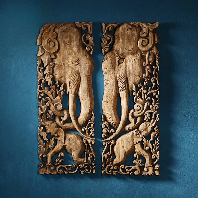 Thai wood carving wall hanging living room entrance Thai decorative pendant elephant solid wood carving handicraft carving board
Thai wood carving wall hanging living room entrance Thai decorative pendant elephant solid wood carving handicraft carving board