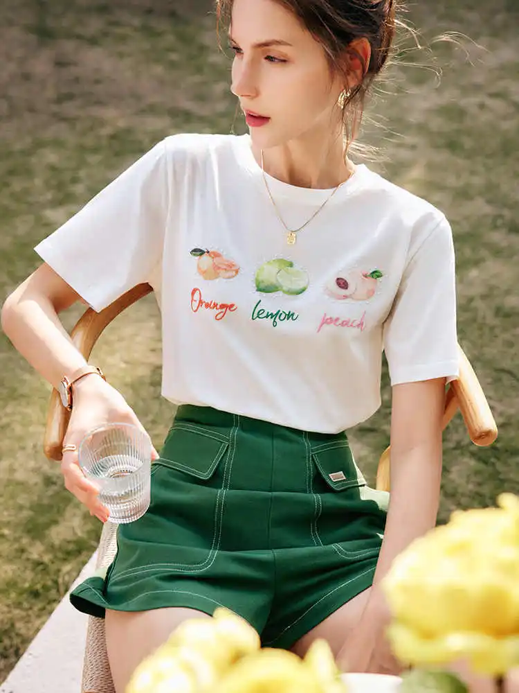 OLrain 100% Cotton Straight T-shirt Women 2025 Spring Summer New Printed Short Sleeve Simple Strech Pullover Tops O22XT01263
OLrain 100% Cotton Straight T-shirt Women 2025 Spring Summer New Printed Short Sleeve Simple Strech Pullover Tops O22XT01263