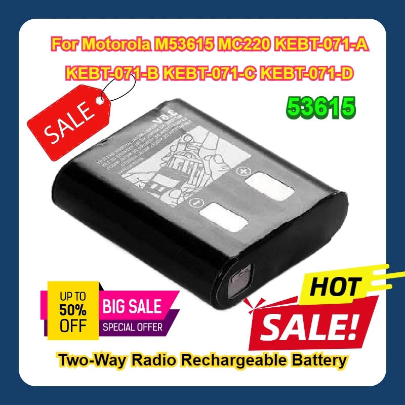 53615 2pcs For Motorola M53615 MC220 KEBT-071-A KEBT-071-B KEBT-071-C KEBT-071-D Two-Way Radio Rechargeable Battery
53615 2pcs For Motorola M53615 MC220 KEBT-071-A KEBT-071-B KEBT-071-C KEBT-071-D Two-Way Radio Rechargeable Battery