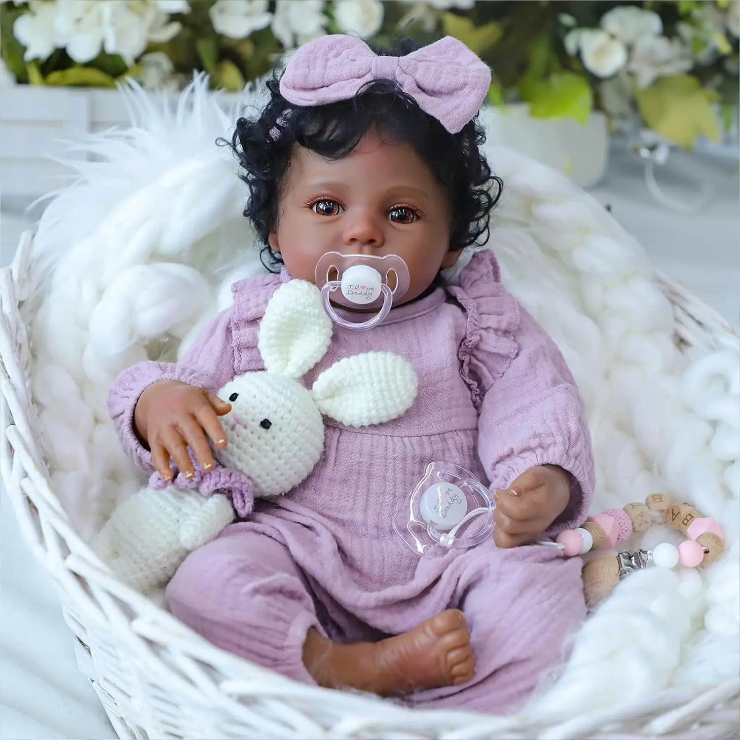 Realistic 18 Inch African American Newborn Doll, Lifelike Handcrafted Soft Cloth Body with Accessories Gift Set for Kids Age 3+
Realistic 18 Inch African American Newborn Doll, Lifelike Handcrafted Soft Cloth Body with Accessories Gift Set for Kids Age 3+