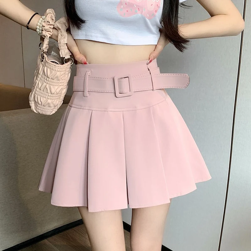 Preppy Style Pink Pleated Skirts for Women Sweet Belt Decor A-Line Short Skirts Woman Fashion 2025 Solid Wrap Hip Skirt Female
Preppy Style Pink Pleated Skirts for Women Sweet Belt Decor A-Line Short Skirts Woman Fashion 2025 Solid Wrap Hip Skirt Female