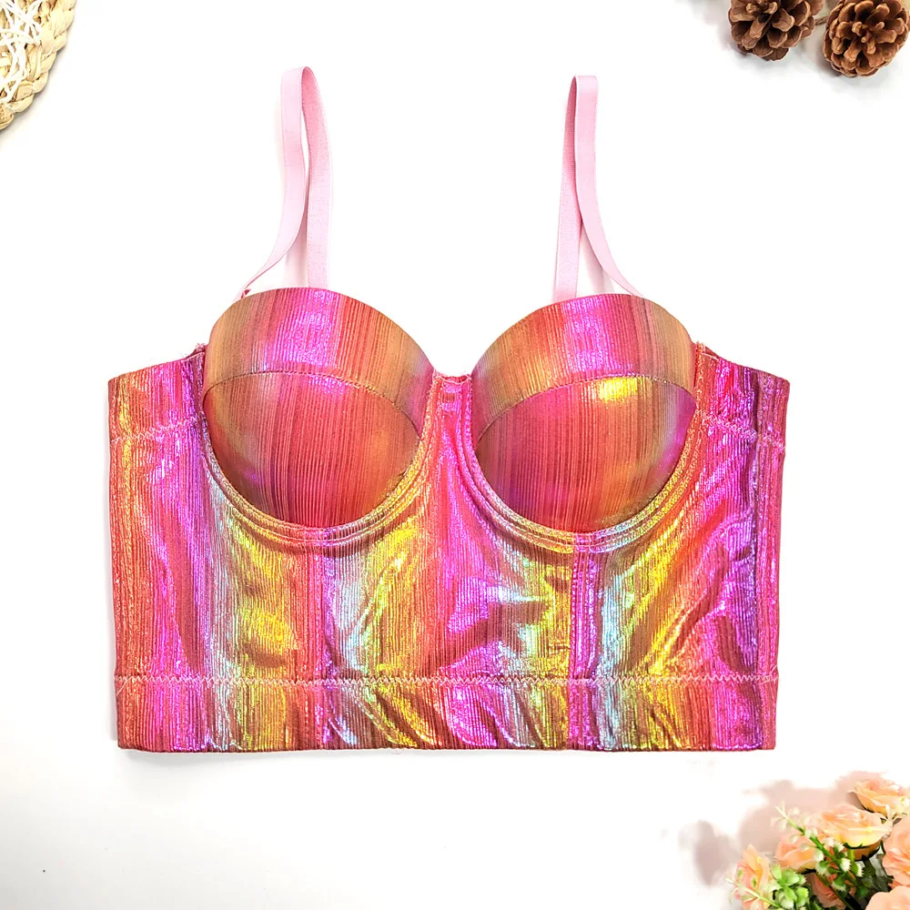 Rainbow Gradient Vest Elastic Backless Sexy Fishbone Women New Fashion Sleeveless Short Bustier Corset Crop Tops F370
Rainbow Gradient Vest Elastic Backless Sexy Fishbone Women New Fashion Sleeveless Short Bustier Corset Crop Tops F370