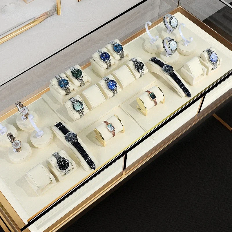 Jewelry display stand advanced beige white super slim hand watch flat cabinet props arch watch display props
Jewelry display stand advanced beige white super slim hand watch flat cabinet props arch watch display props
