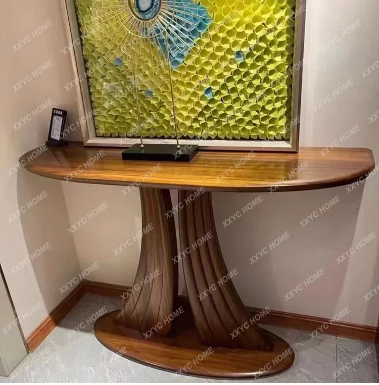 XX New Chinese-style walnut strip table modern simple entrance foyer wall end view table solid wood arc
XX New Chinese-style walnut strip table modern simple entrance foyer wall end view table solid wood arc