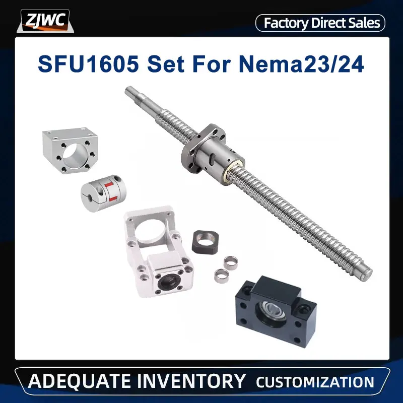 BallScrew Set SFU1605 RM1605 150mm-1600mm+HM12-57 HM12-60 for Nema23/24 Cast Aluminum BF12+Coupling XB25*30+DSG16H For Cnc Parts
BallScrew Set SFU1605 RM1605 150mm-1600mm+HM12-57 HM12-60 for Nema23/24 Cast Aluminum BF12+Coupling XB25*30+DSG16H For Cnc Parts