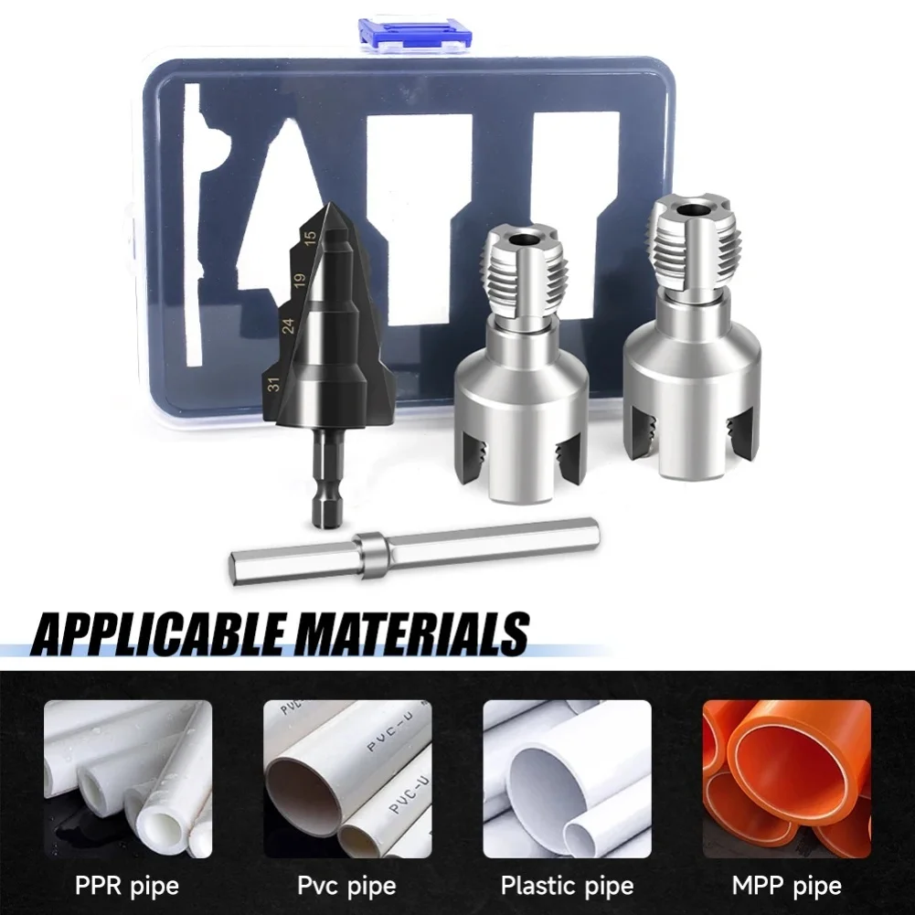 Electric Drill PVC Pipe Threader Kit DN15 DN20 Water Pipe Thread Opener PPR Internal External Pipe Thread Cutting Tool Drill Bit
Electric Drill PVC Pipe Threader Kit DN15 DN20 Water Pipe Thread Opener PPR Internal External Pipe Thread Cutting Tool Drill Bit