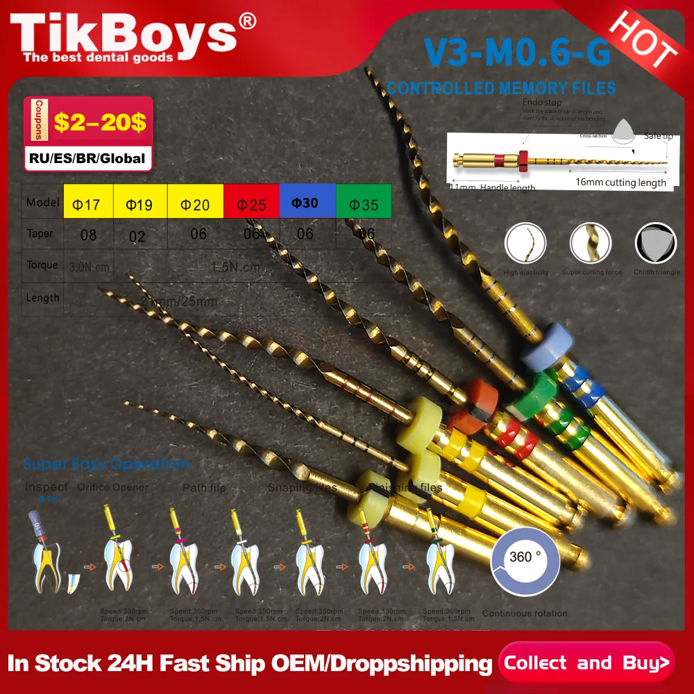 Dental Heat Activated 04 06 Golden Files Endo Files Engine Use Rotary Files 0425# 3004# 25/31/21mm For Root Canal Treatment
Dental Heat Activated 04 06 Golden Files Endo Files Engine Use Rotary Files 0425# 3004# 25/31/21mm For Root Canal Treatment