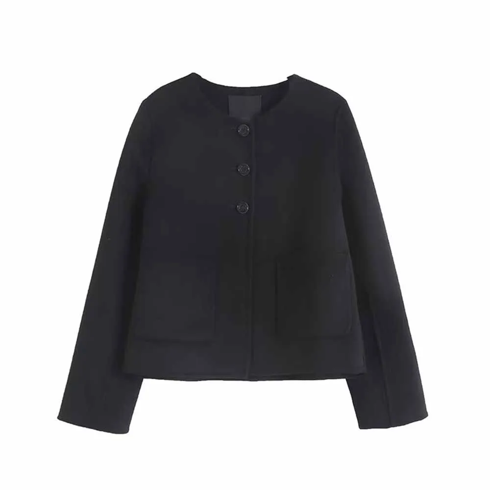 Women's new Fashion pocket decoration casual wool blend O-Neck jacket retro long sleeved button up women's jacket chic top Skazi
Women's new Fashion pocket decoration casual wool blend O-Neck jacket retro long sleeved button up women's jacket chic top Skazi
