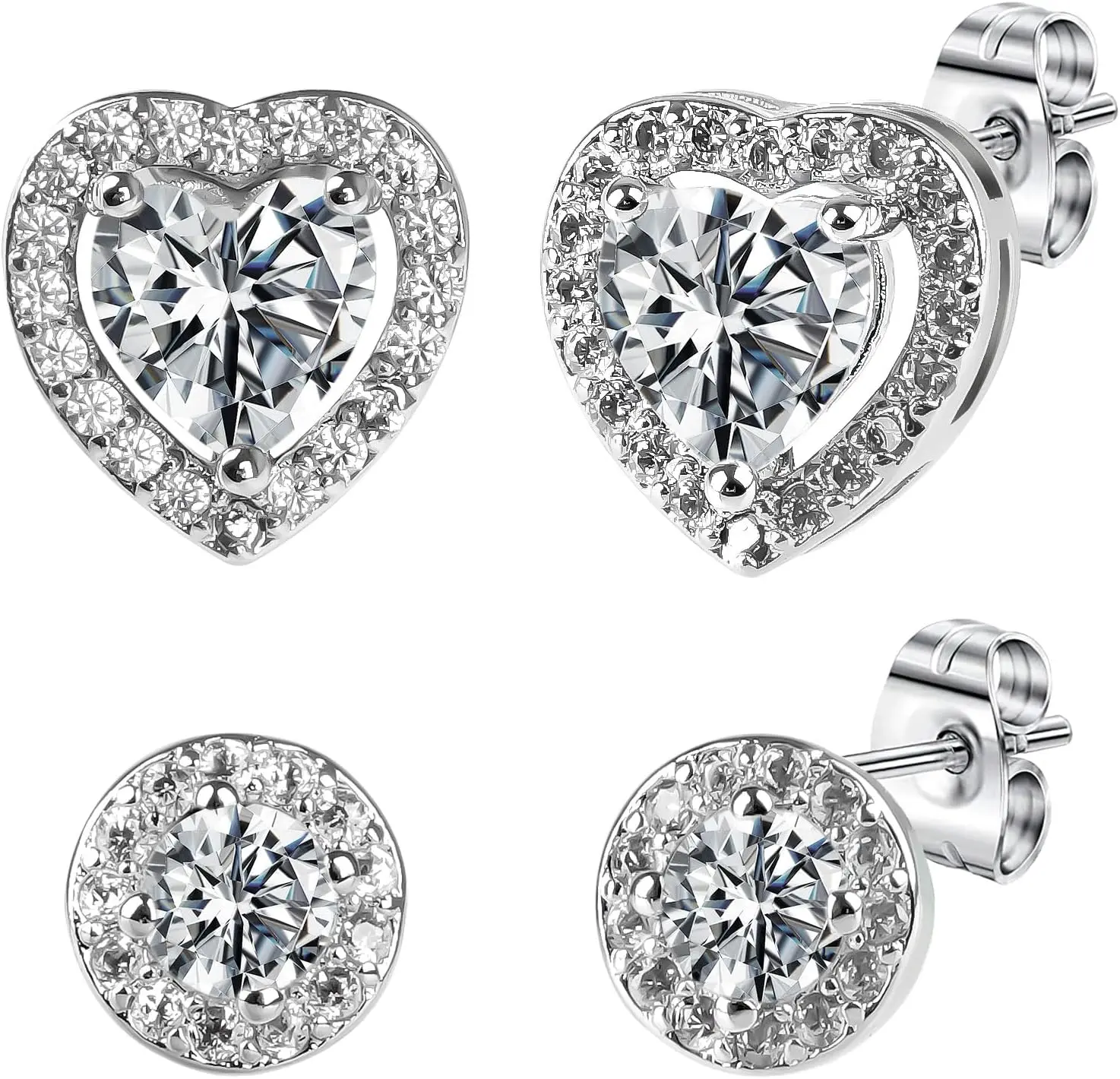 Silver Stud Earrings for Women, 2 Pairs Silver Earrings, Heart Round Hypoallergenic Earrings for
Silver Stud Earrings for Women, 2 Pairs Silver Earrings, Heart Round Hypoallergenic Earrings for