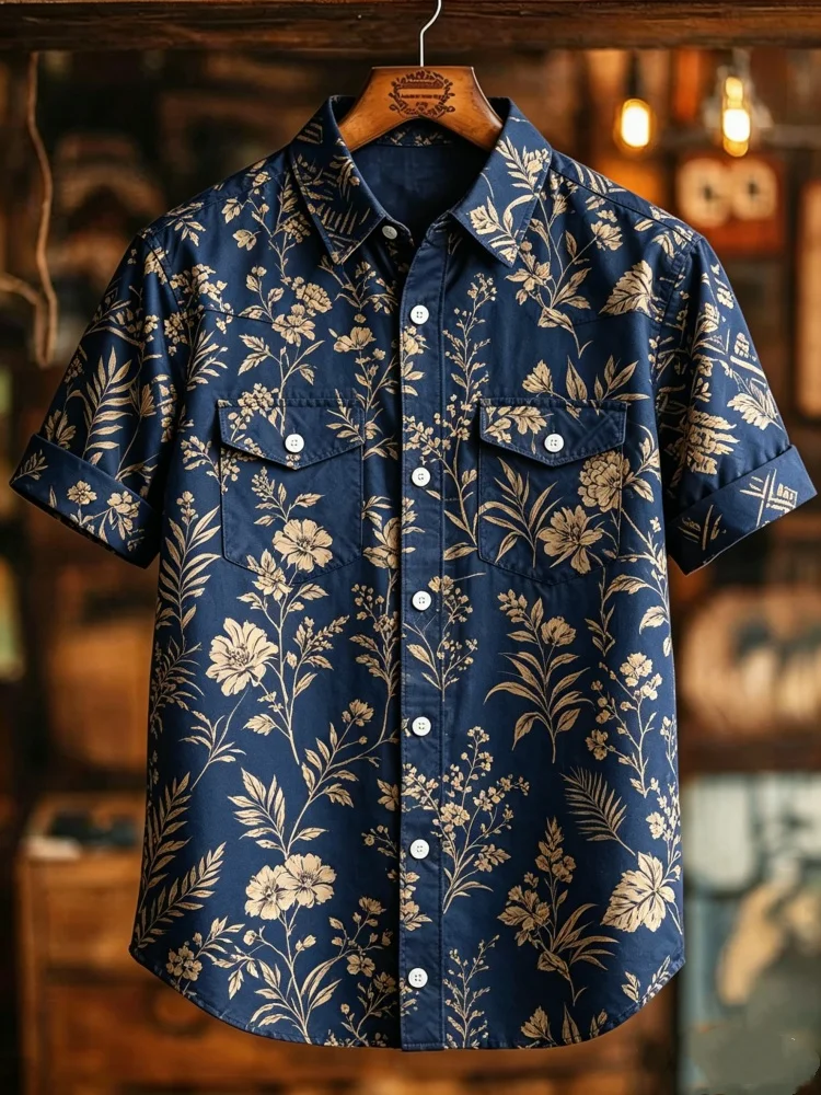 Mens Floral Shirt Double Pocket Turn Down Collar Short Sleeve Summer Casual Shirt
Mens Floral Shirt Double Pocket Turn Down Collar Short Sleeve Summer Casual Shirt