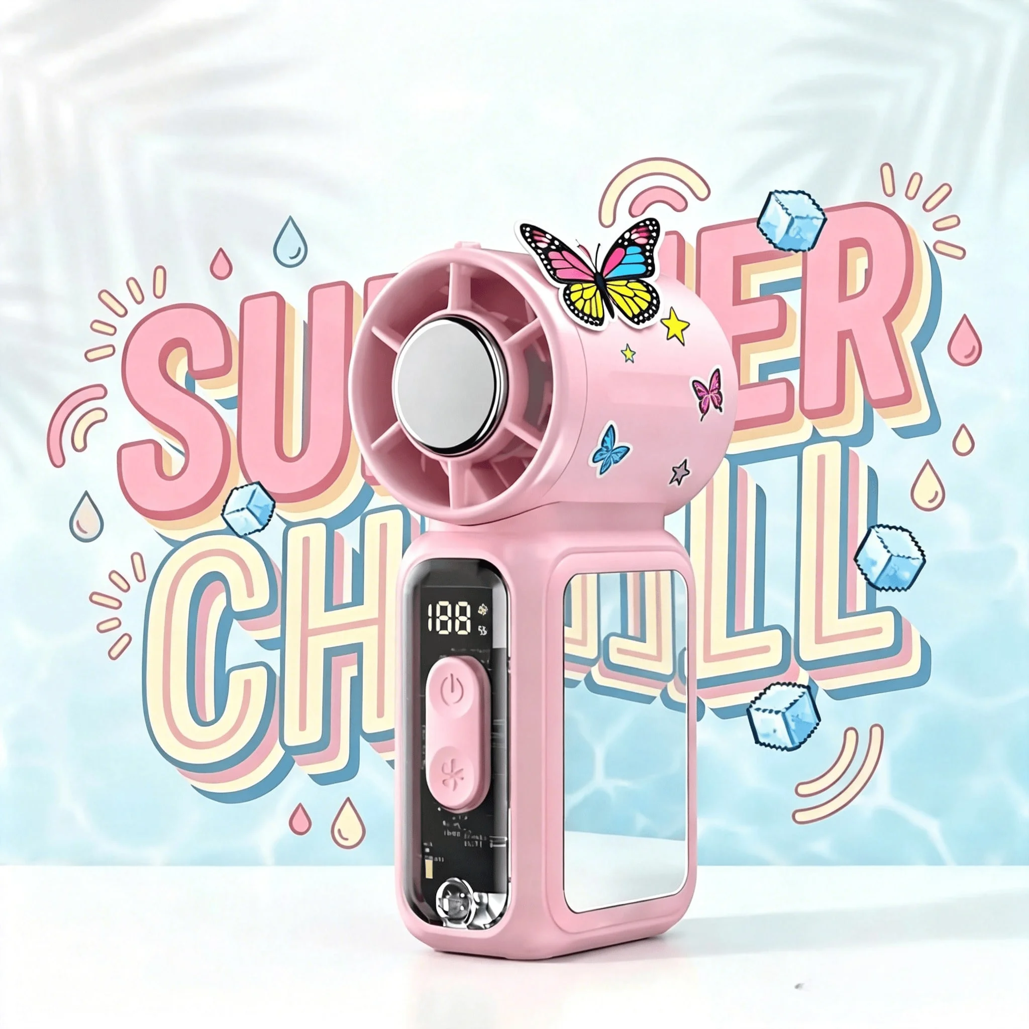 Portable Ice Cooling Fan,Handheld Neck Mini Fan With Makeup Mirror,5000mAh 13H Long Lasting,199 Speed Adjustable,LED Flashlight&SOS Light,Type-C Rechargeable Ultra Quiet Fan For Camping Outdoor Work Travel Dorm Truck,Gift Use,Random Cat/Butterfly Sticker
Portable Ice Cooling Fan,Handheld Neck Mini Fan With Makeup Mirror,5000mAh 13H Long Lasting,199 Speed Adjustable,LED Flashlight&SOS Light,Type-C Rechargeable Ultra Quiet Fan For Camping Outdoor Work Travel Dorm Truck,Gift Use,Random Cat/Butterfly Sticker