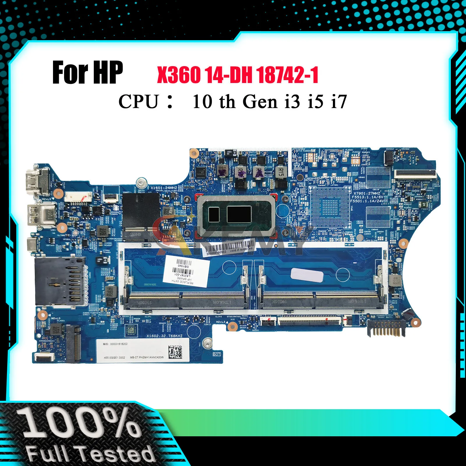 18742-1 Материнская плата для ноутбука L67766-601 L67767-601 для HP Pavilion X360 14-DH с процессором i3 i5 i7 8-го 10-го поколения 100% полностью протестирована 
18742-1 Материнская плата для ноутбука L67766-601 L67767-601 для HP Pavilion X360 14-DH с процессором i3 i5 i7 8-го 10-го поколения 100% полностью протестирована