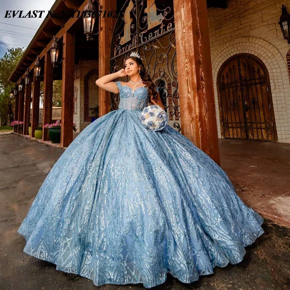 EVLAST Customized Sky Blue Quinceanera Dress Ball Gown Shiny Applique Beaded Crystal Corset Sweet 16 Vestidos De 15 Anos E2Q15
EVLAST Customized Sky Blue Quinceanera Dress Ball Gown Shiny Applique Beaded Crystal Corset Sweet 16 Vestidos De 15 Anos E2Q15