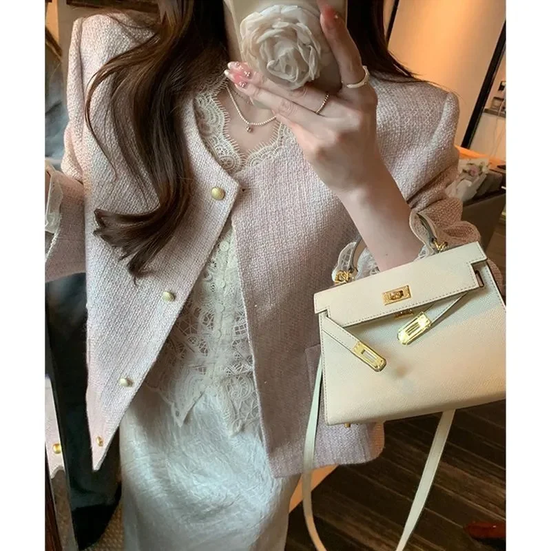 Pink Jacket Spring And Autumn 2025 New French High-End Short Outcoat for Women Blazer Yellow Suit Jackets Fashion Top Trench Coa
Pink Jacket Spring And Autumn 2025 New French High-End Short Outcoat for Women Blazer Yellow Suit Jackets Fashion Top Trench Coa