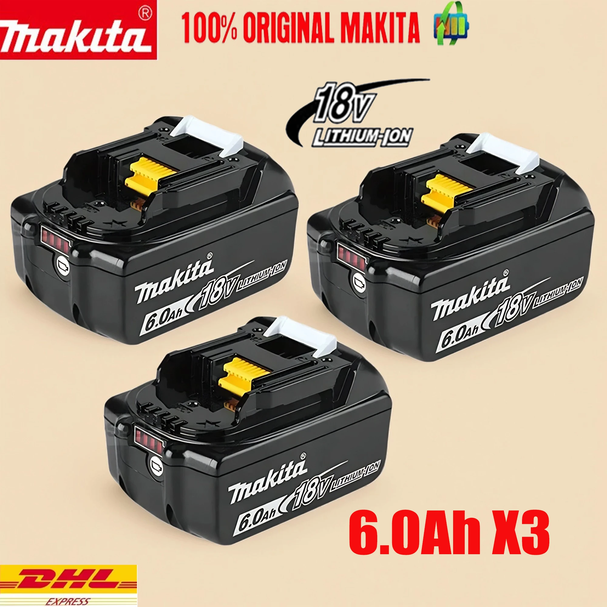 100% original Makita rechargeable power tool battery18V6.0Ah,Makita LXT BL1860B BL1860BL1850 BL1830 Replaceable LED lithium-ion
100% original Makita rechargeable power tool battery18V6.0Ah,Makita LXT BL1860B BL1860BL1850 BL1830 Replaceable LED lithium-ion