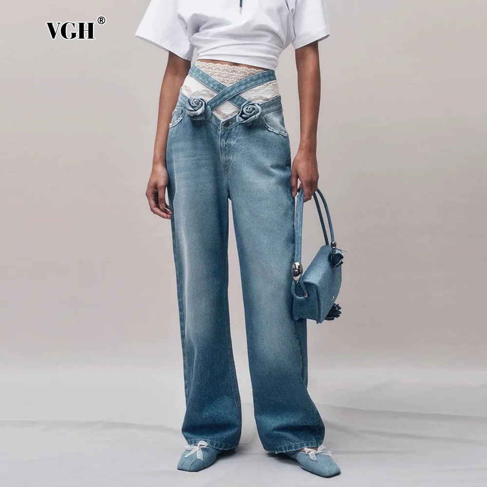 VGH Fashion Patchwork Appliques Jeans For Women High Waist Crisscross Hollow Out Straight Leg Denim Pants Female Fashion Clothes
VGH Fashion Patchwork Appliques Jeans For Women High Waist Crisscross Hollow Out Straight Leg Denim Pants Female Fashion Clothes