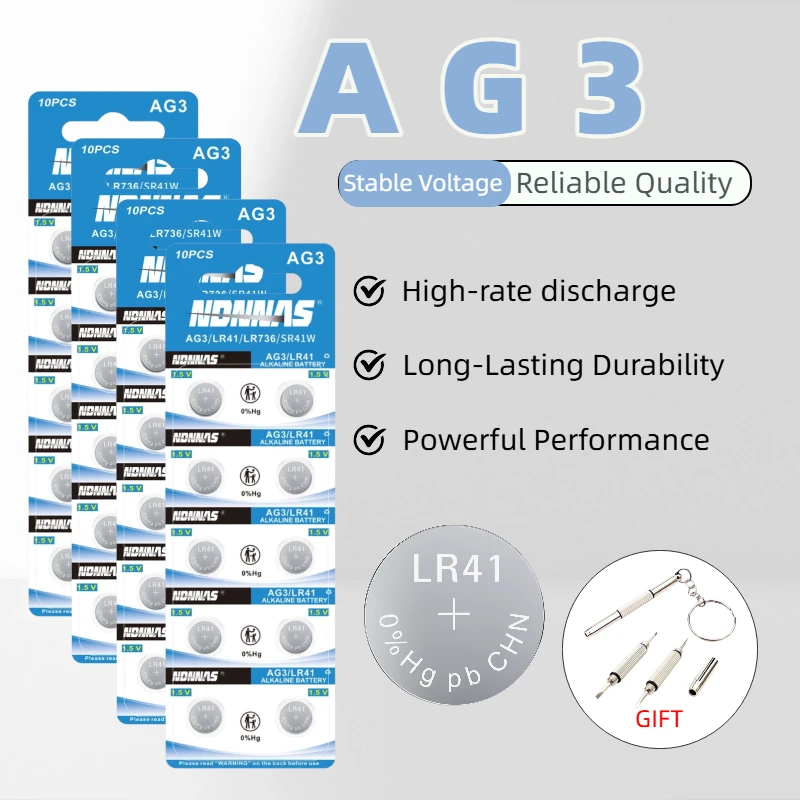 AG3 LR736 1.5V Alkaline Button Coin Cell Battery High Capacity Replacement for Watch Key Remote Control Toys Electronic Devices
AG3 LR736 1.5V Alkaline Button Coin Cell Battery High Capacity Replacement for Watch Key Remote Control Toys Electronic Devices