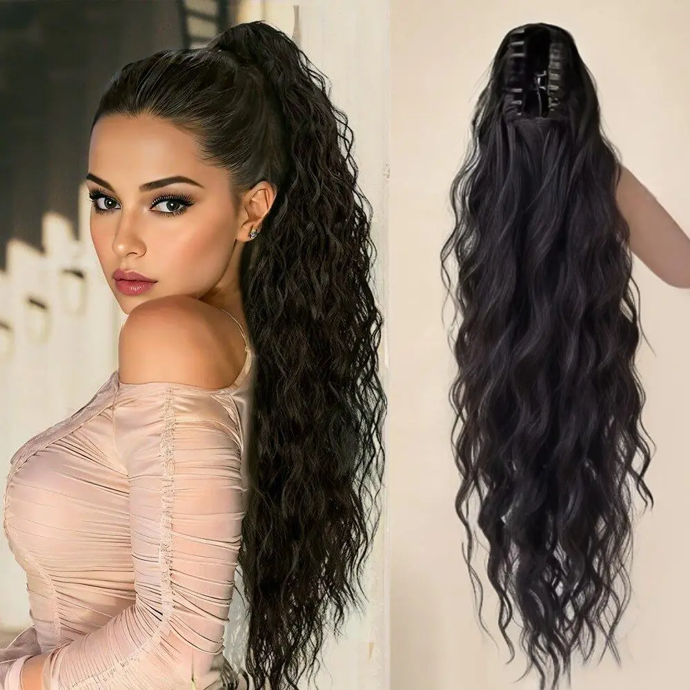 Long Corn Wave Claw Clip Ponytail Extension Synthetic High Heat Resistant False Hair Piece Fake Pony Tail Hairpiece for Women
Long Corn Wave Claw Clip Ponytail Extension Synthetic High Heat Resistant False Hair Piece Fake Pony Tail Hairpiece for Women