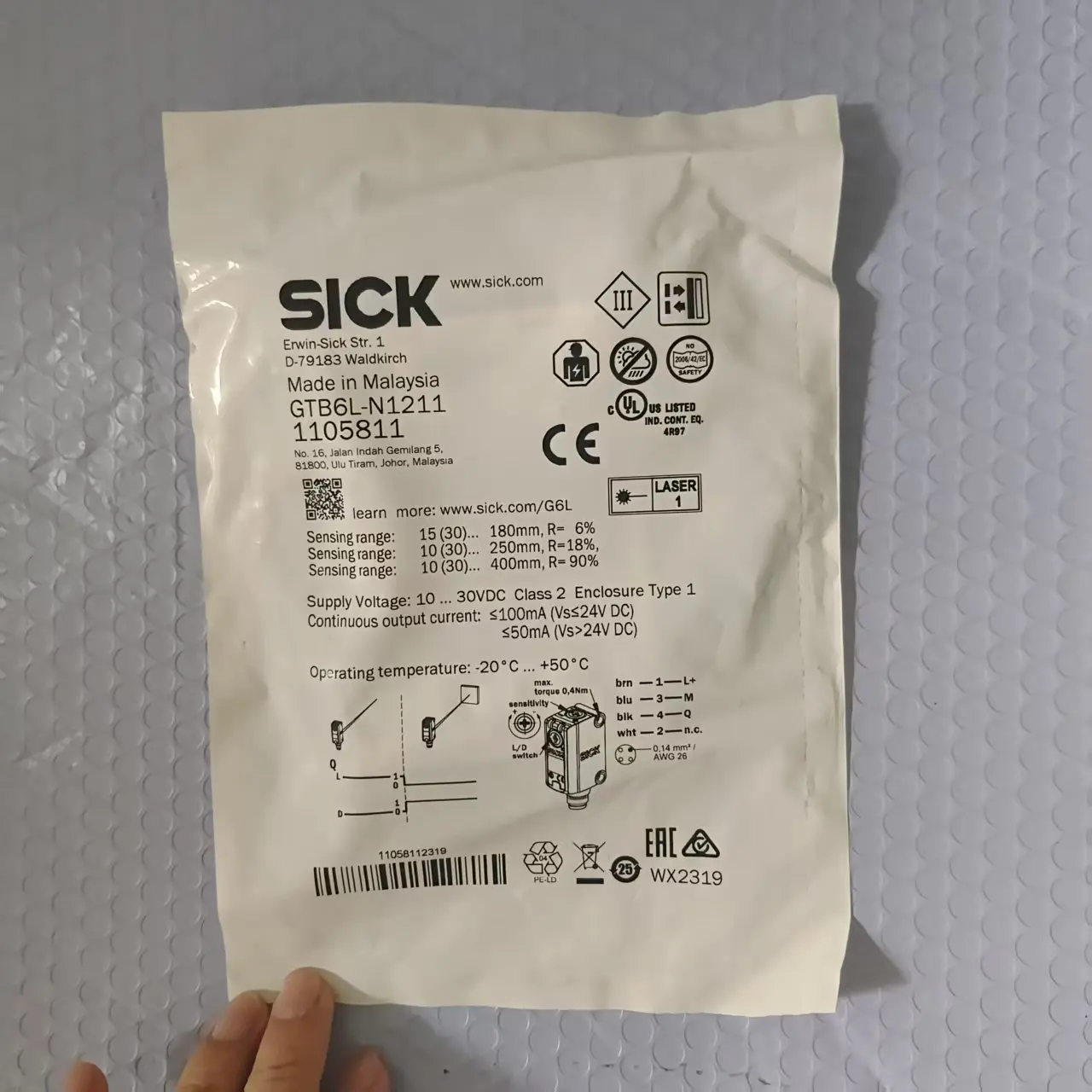 Sick Diffuse Photoelectric Sensor GTB6L-N1211 Order Number 1105811 Laser Sensor New Brand Original
Sick Diffuse Photoelectric Sensor GTB6L-N1211 Order Number 1105811 Laser Sensor New Brand Original