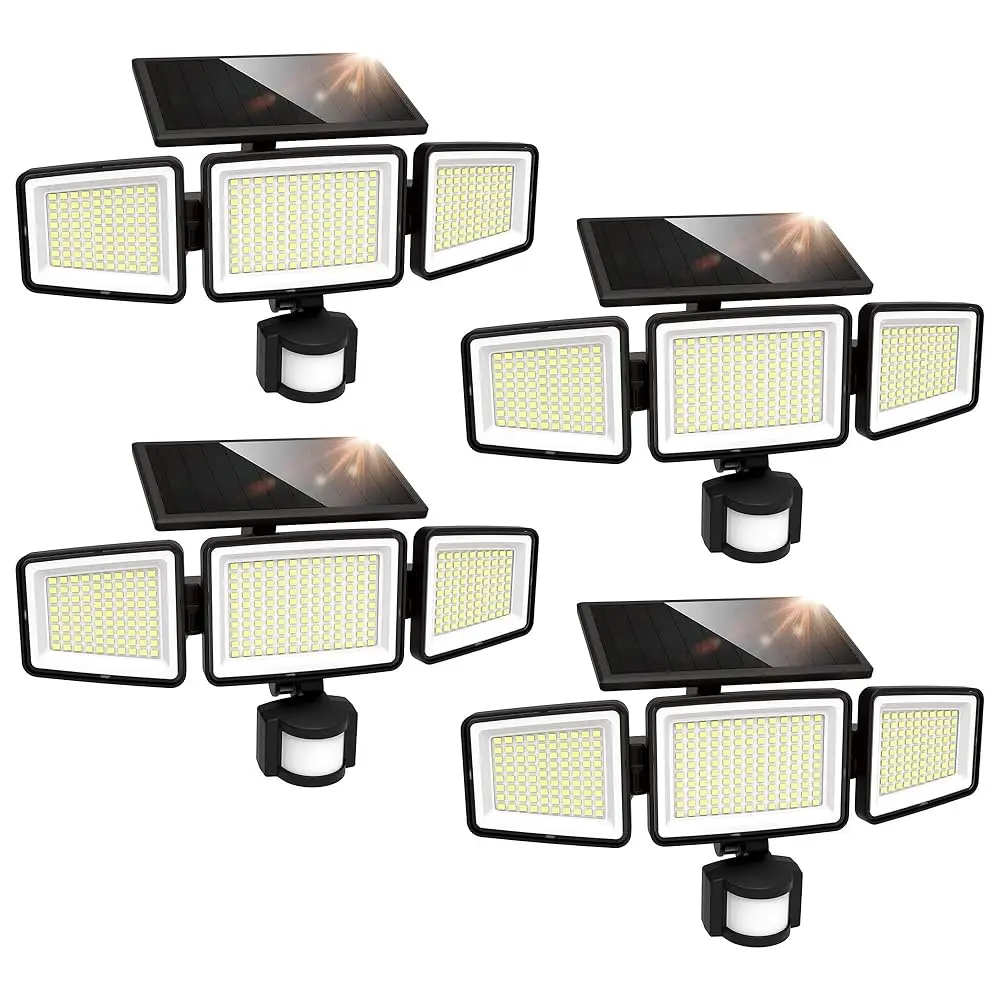 Солнечные уличные светильники 302 LED 3000LM, IP65 водонепроницаемые уличные светильники с датчиком движения, 3-головочные солнечные прожекторы безопасности 270 Вт
Солнечные уличные светильники 302 LED 3000LM, IP65 водонепроницаемые уличные светильники с датчиком движения, 3-головочные солнечные прожекторы безопасности 270 Вт