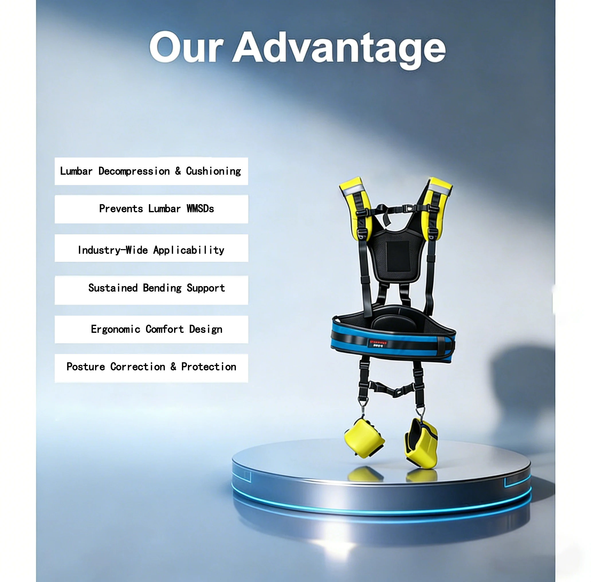 Comfortable Elastic Waist Exoskeleton With Posture Correction, Sustained Back Support To Minimize WMSDs Risk In Bending Work
Comfortable Elastic Waist Exoskeleton With Posture Correction, Sustained Back Support To Minimize WMSDs Risk In Bending Work