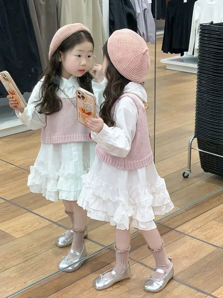 Korean Children's Clothing 2025 Spring Autumn New Style Girls' Pink Knitted Vest Female Baby White Dress Trend
Korean Children's Clothing 2025 Spring Autumn New Style Girls' Pink Knitted Vest Female Baby White Dress Trend