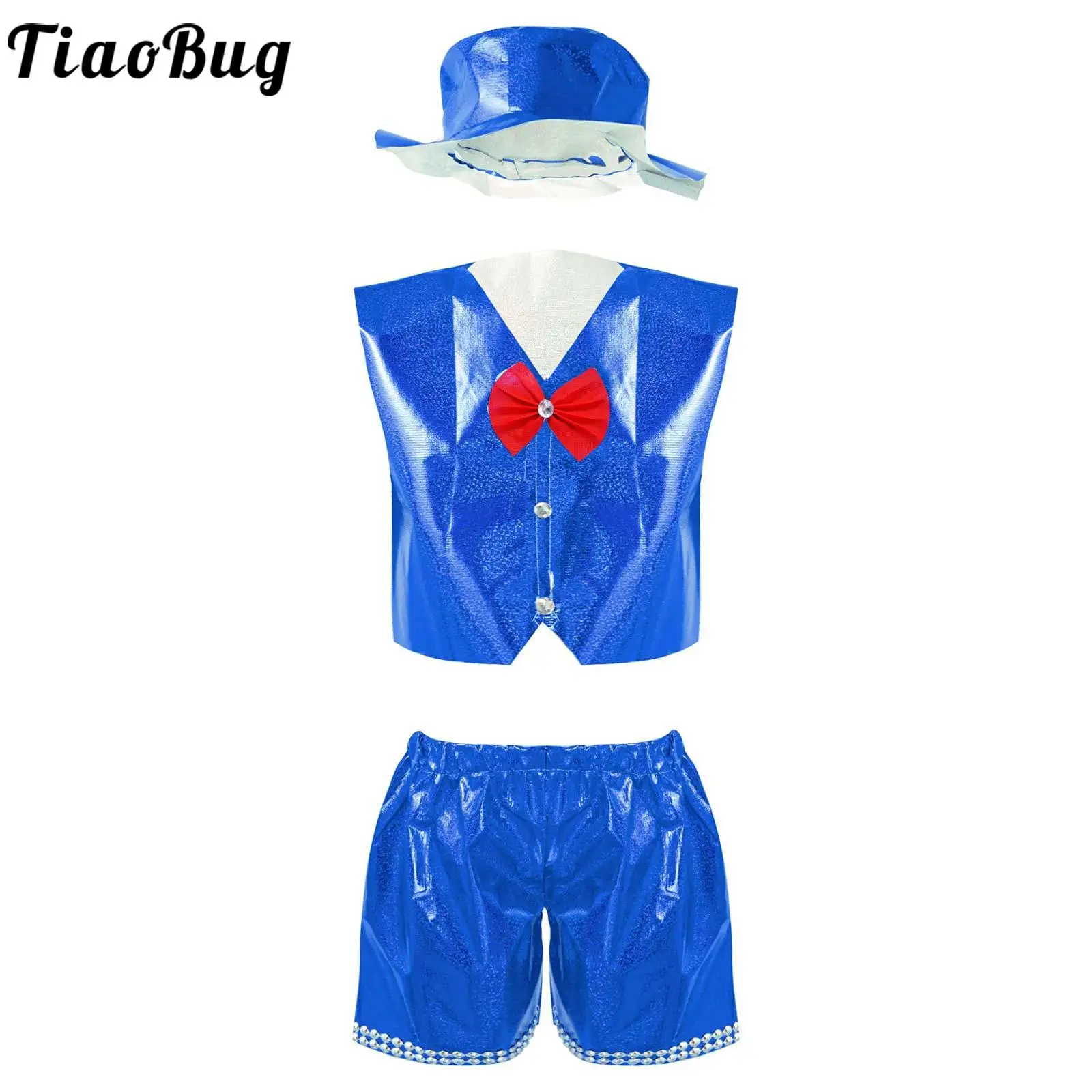 Kids Boys Shiny Performance Outfit V Neckline Bow Tie Diamond Stick-up Closure Front Vest with Elastic Waistband Shorts And Hat
Kids Boys Shiny Performance Outfit V Neckline Bow Tie Diamond Stick-up Closure Front Vest with Elastic Waistband Shorts And Hat