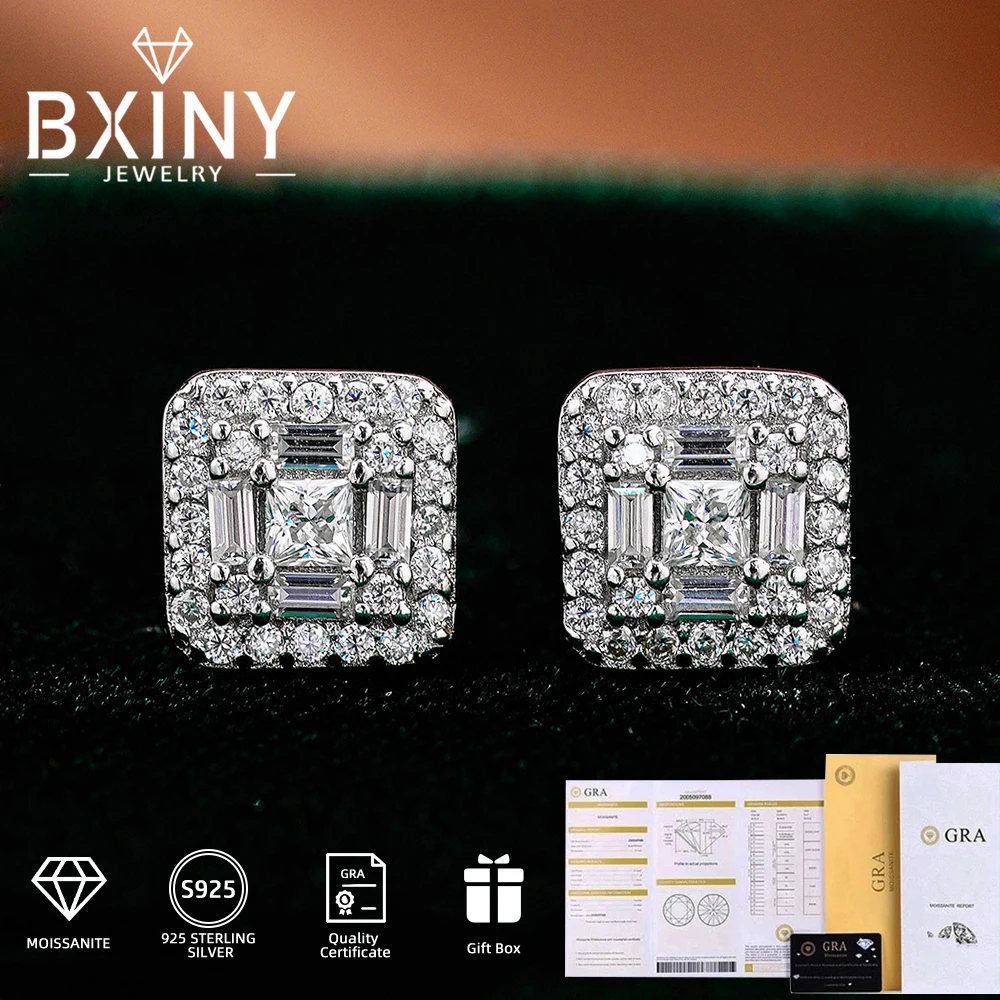 BXINY GRA Certified Full Moissanite Stud Earrings S925 Silver for Women Men Square Diamonds Hiphop Ear Studs Party Gifts Jewelry
BXINY GRA Certified Full Moissanite Stud Earrings S925 Silver for Women Men Square Diamonds Hiphop Ear Studs Party Gifts Jewelry
