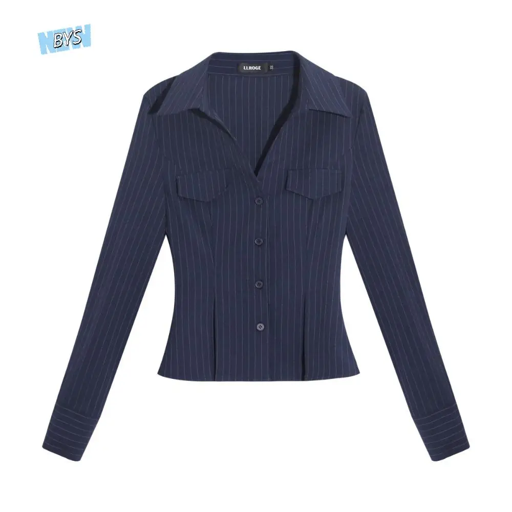 Sweet Strip Pleated Shirt Top Slim Fit Casual Long Sleeve Blouse Thin Spring Summer Autumn Button Shirt for Women Girl
Sweet Strip Pleated Shirt Top Slim Fit Casual Long Sleeve Blouse Thin Spring Summer Autumn Button Shirt for Women Girl