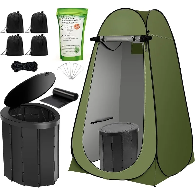 Portable Toilet Kit Adults, Pop Up Privacy Tent, X Large Camping Folding Toilet, 12 bags, 12 pack Liquid Waste Gel, Washable Fol
Portable Toilet Kit Adults, Pop Up Privacy Tent, X Large Camping Folding Toilet, 12 bags, 12 pack Liquid Waste Gel, Washable Fol