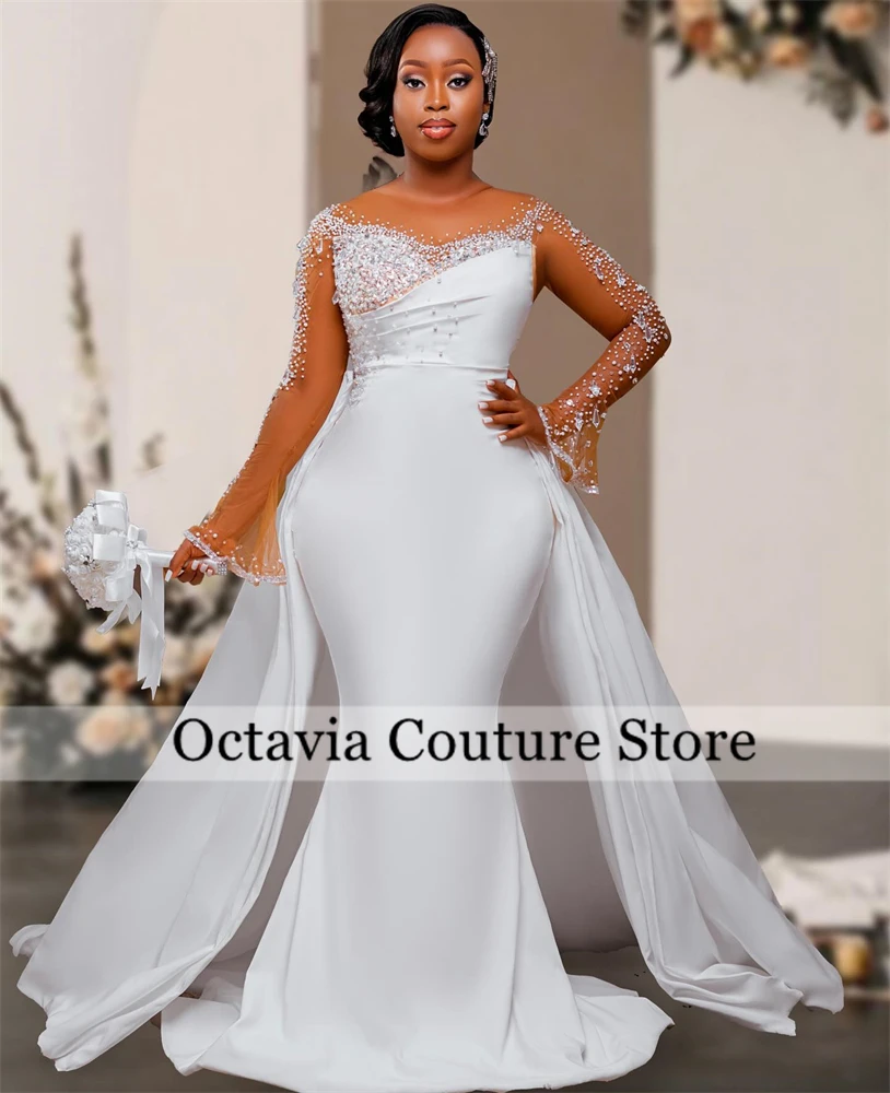 White O N Wedding Dresses For Woman 2024 Bead Crystal Bridals Gown Pearl Formal Gown With Full Sleeve Detachable Tail Customized
White O N Wedding Dresses For Woman 2024 Bead Crystal Bridals Gown Pearl Formal Gown With Full Sleeve Detachable Tail Customized