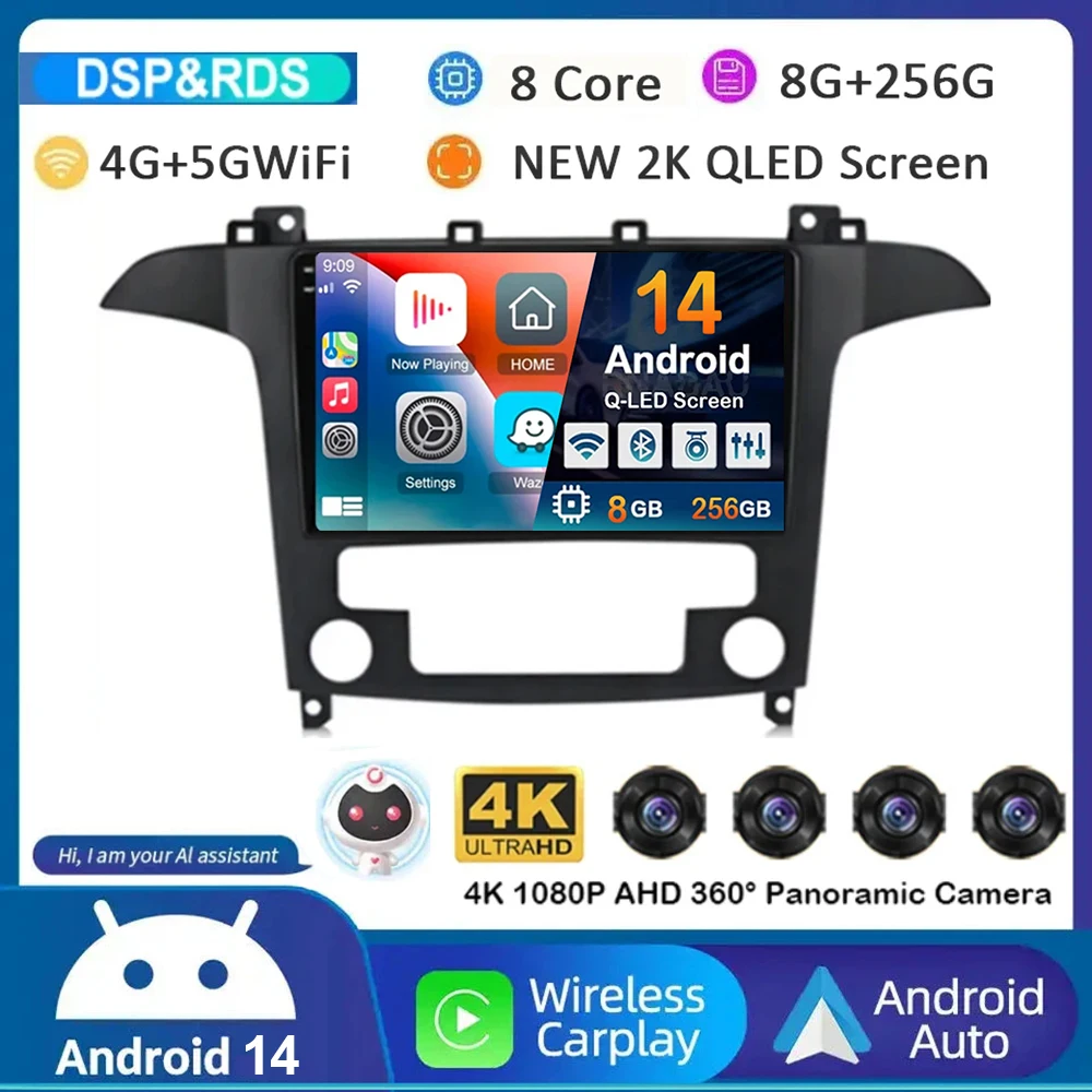 Android 14 Carplay Auto WIFI+4G Car Radio For Ford S Max S-MAX 2007-2015 Multimedia Video Player GPS Stereo Head Unit 360 Camera
Android 14 Carplay Auto WIFI+4G Car Radio For Ford S Max S-MAX 2007-2015 Multimedia Video Player GPS Stereo Head Unit 360 Camera
