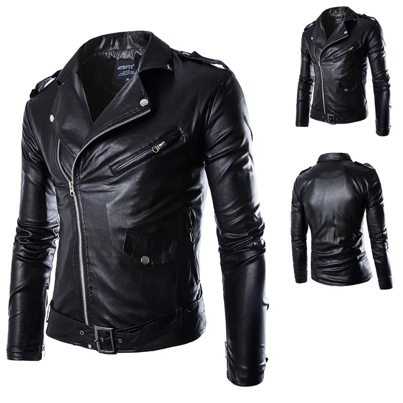 Men's Pu Leather Jacket Lapel Collar Zipper Motorcycle Jacket Casual Slim Windproof Leather Coats Punk Rock Thick Blazer Outwear
Men's Pu Leather Jacket Lapel Collar Zipper Motorcycle Jacket Casual Slim Windproof Leather Coats Punk Rock Thick Blazer Outwear