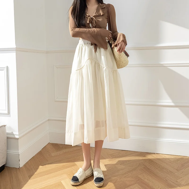 Clothes for Women Tulle Pleated Skirt Black Bright Silk Stitching Irregular Midi Skirts Womens Vintage High Waist Long Skirt
Clothes for Women Tulle Pleated Skirt Black Bright Silk Stitching Irregular Midi Skirts Womens Vintage High Waist Long Skirt