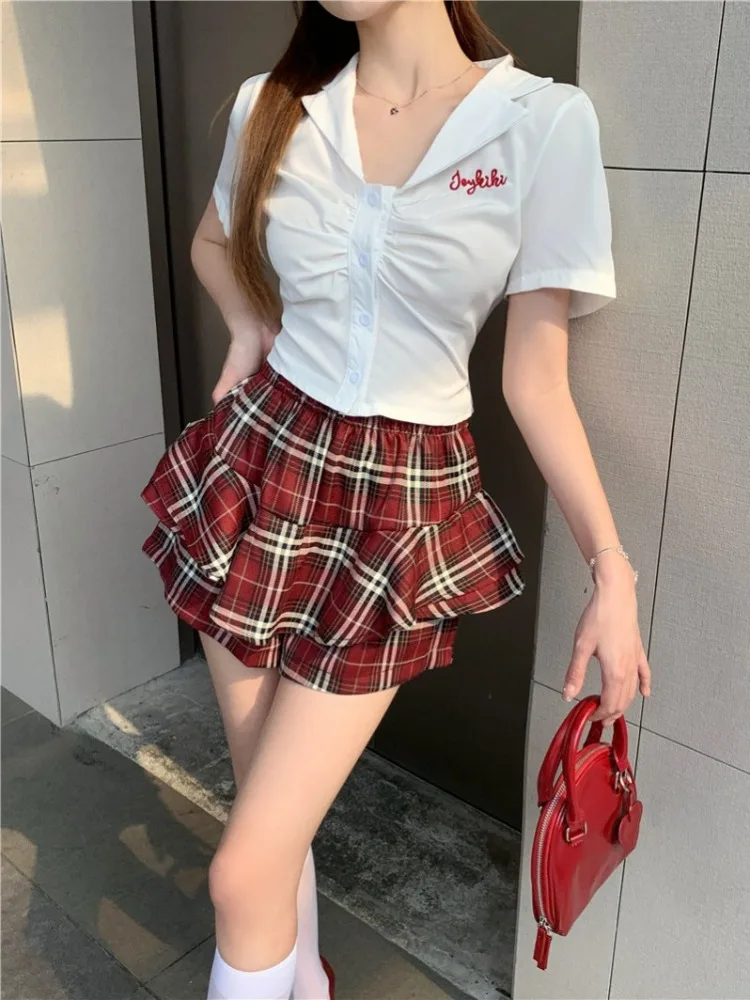Summer High Waist Short Sleeve JK Outfit with Ruffle Skirt for Women Knot Pure Desire School Uniform Set
Summer High Waist Short Sleeve JK Outfit with Ruffle Skirt for Women Knot Pure Desire School Uniform Set
