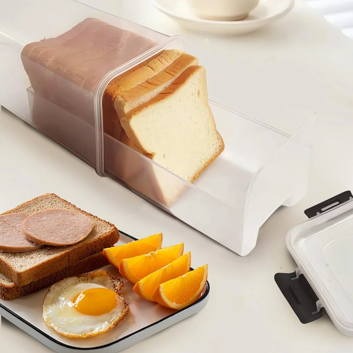 E5 Bread Storage Container with drawer Tray Plastic Bread Box with Airtight Lid Loaf Bread Keeper Bread Food Holder for Homemade 
E5 Bread Storage Container with drawer Tray Plastic Bread Box with Airtight Lid Loaf Bread Keeper Bread Food Holder for Homemade